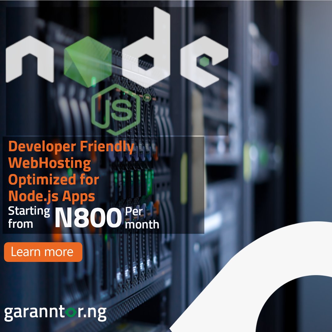 Garanntor_NG's tweet image. The best Node.js hosting platform for you at just N800. Rapid Node.js deployment,node package manager with the best security,optimization and support you can get. Get started now, visit garanntor.ng/nodejs-hosting/
#node #nodejsdeveloper #nodejsapp #nodejshosting #garanntor