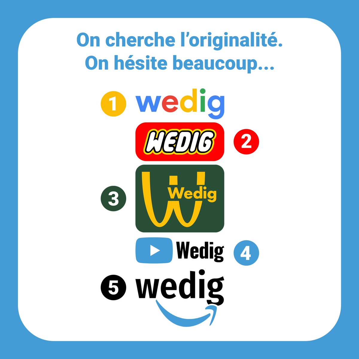agenceWedig's tweet photo. ☀️ Avec les beaux jours qui arrivent, on s'est dit qu'il était peut-être temps de donner un coup de fraîcheur à notre logo 🤔
Sauf que nous voulions vraiment un nouveau logo original ✅
#wedig #marketingdigital #prospectiondigitale #newlogo #original #pasdecopiercoller #jokeoupas https://t.co/xH9if0geFG