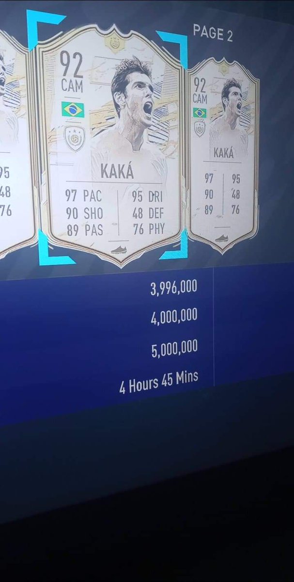 LlanasRodolfo's tweet photo. This week in Fifa 21 i have said that fifa 20 was my last fifa because i never pull shit in pack luck and boom this week packed the boy Kaka lol #FUT21 #Fifa21 this what i got now lol https://t.co/fvxaTo5GWG