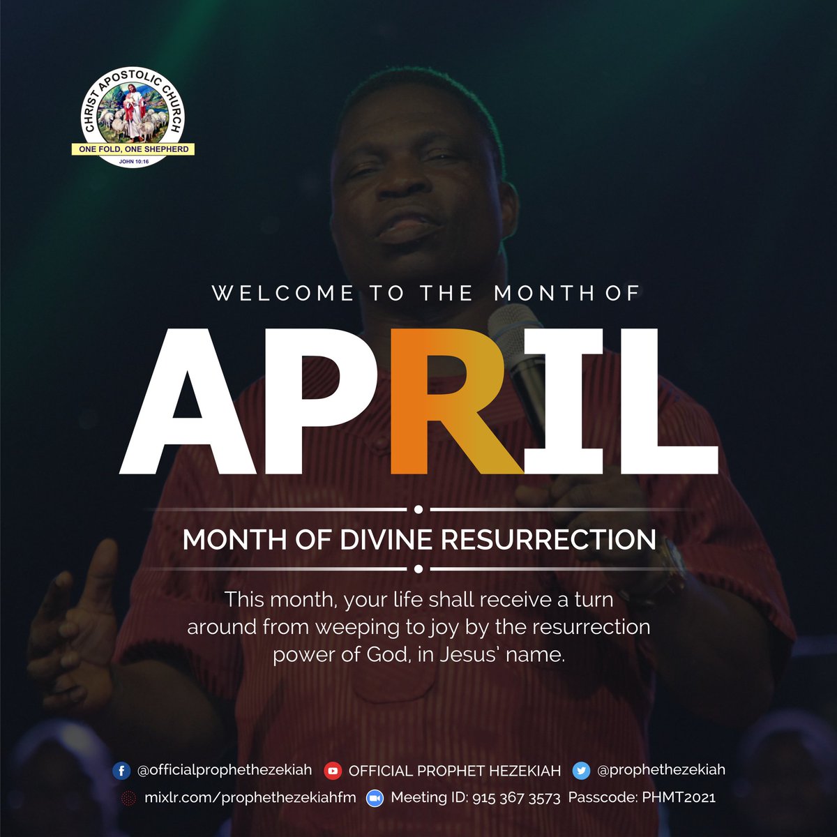 prophethezekiah's tweet photo. WELCOME TO OUR MONTH OF DIVINE RESURRECTION.
#officialprophethezekiah #prophethezekiah #cacworldwide #cacrevival #godofresurrection #FridayVigilForAll Holy Week #HappyNewMonth #April1st #prophethezekiahmediateam https://t.co/k2mP4p0W23