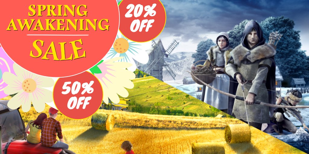 ToplitzProd's tweet image. It's finally here - Spring Awakening Sale!
Take advantage of our juicy fresh promotions now. Event runs from 1st to 11th of April.

Medieval Dynasty (20% OFF): bit.ly/medieval-dynas…

Farmer’s Dynasty (50% OFF): bit.ly/2QDdGCZ