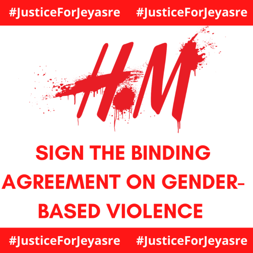 birdsonglondon's tweet photo. Hi @hm why haven’t you signed the binding agreement to end gender-based violence in your supply-chain, following the murder and rape of Jeyasre Kathiravel, one of your garment workers? #JusticeForJeyasre https://t.co/hR9FXNhJZn https://t.co/ITNoUl7lWW