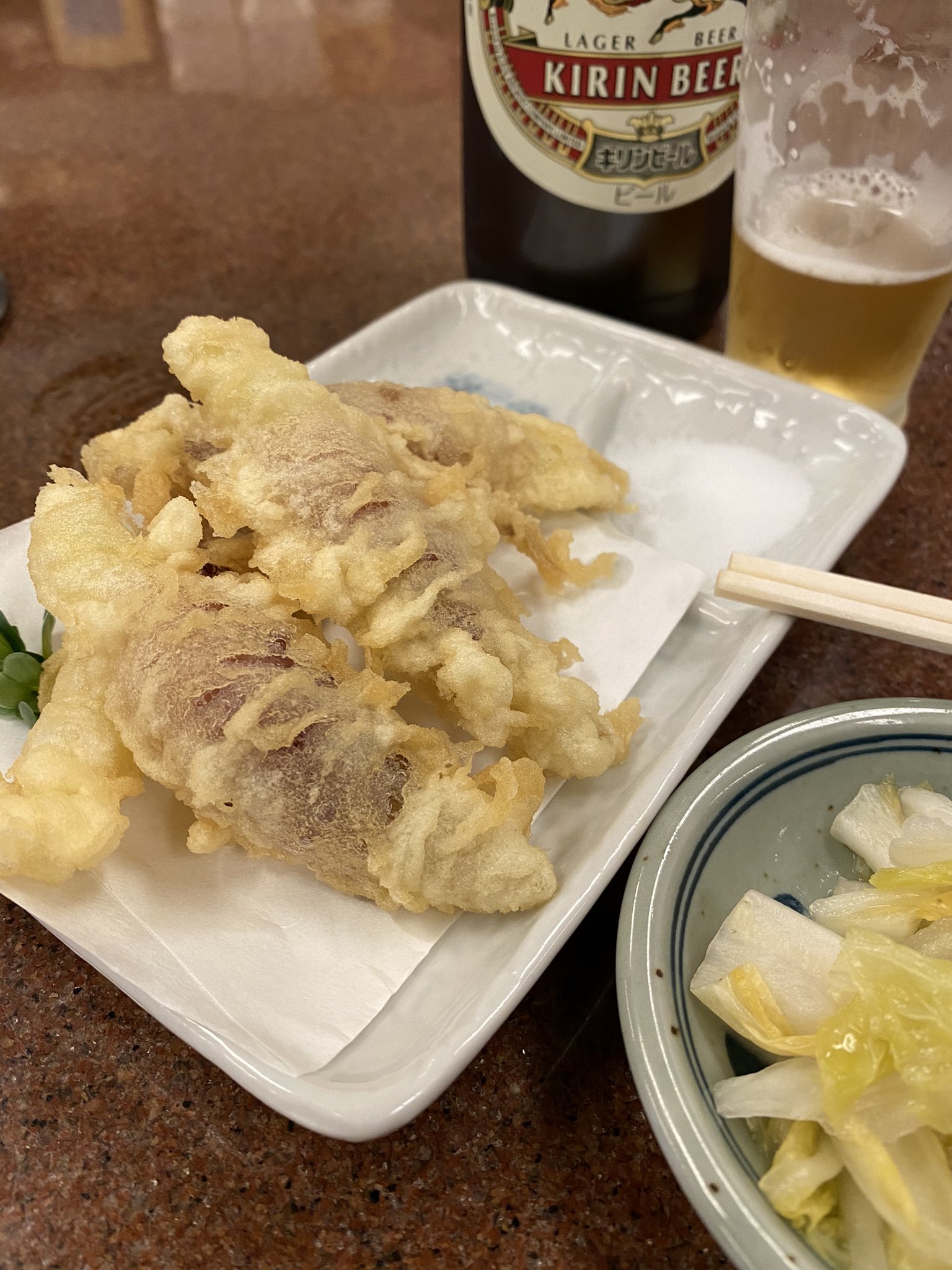 類的酒場の放浪日記 いつぞやの新丸子の三ちゃん食堂 まずはキリンビールクラシックから ツマミはミョウガの天ぷらにハムエッグ 喉が渇いてたので うまい 乾杯 新丸子 三ちゃん食堂 孤独のグルメ 井之頭五郎 キリンビール クラシック