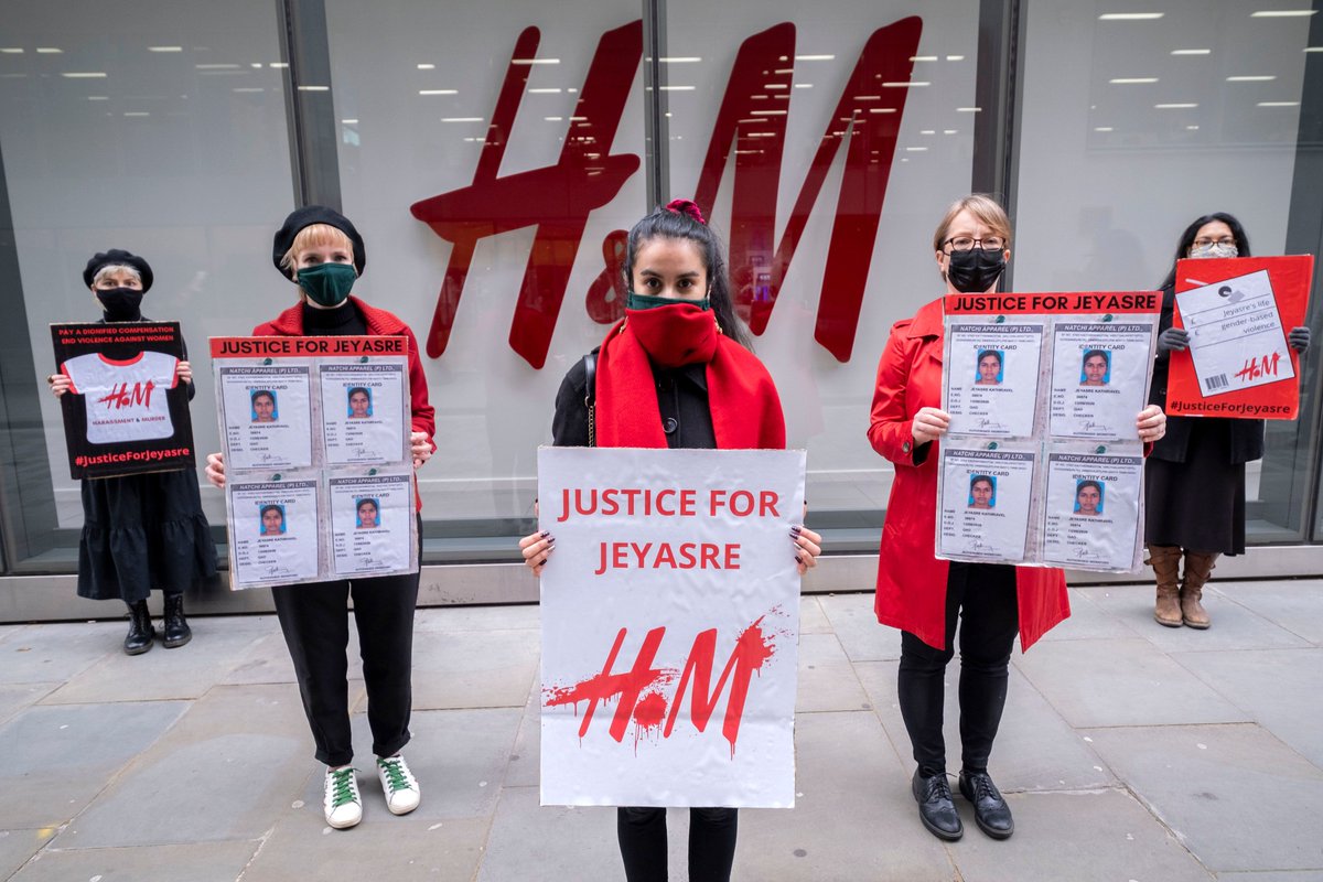 OhSoEthical's tweet image. Today we stand in solidarity and commemorate Jeyasre. A young woman with hopes and dreams, the first person in her village to go to college. However this was brutally shattered by the murderous reality of the @hm supply chain.