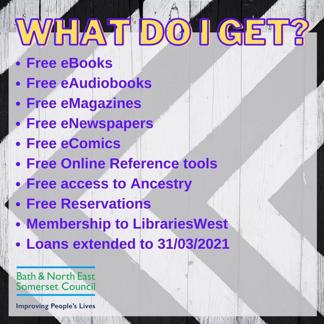 bnes_libraries's tweet image. You can join the library online and it is free, easy and quick! librarieswest.org.uk/join 
Your digital library card can be found on the LibrariesWest app - just log in with your library card and pin.  
#BathnesLibraries #VirtualLibrary #JoinTheLibrary