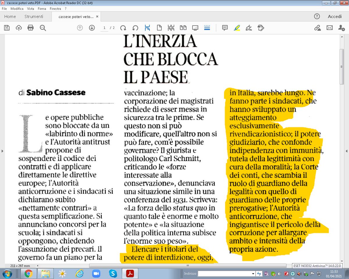 cpetruccioli's tweet photo. Si tenga conto che il #ProfCassese è persona che conosce benissimo l'italiano, pesa le parole e rifugge da ogni affermazione "a effetto" che non sia suffragata dai fatti (riproduzione dal @Corriere) https://t.co/YSxsrAy8wJ