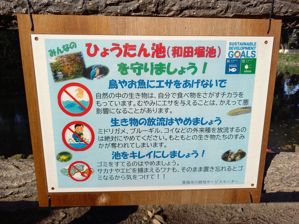 三浦靖雄 Twitter પર 登録679号は和田堀公園のひょうたん池こと和田堀池の 池を守りましょう 看板 生き物の放流はやめましょう の イラストだけいらすとやで素材は 魚の放流 Sdgsを意識した啓蒙看板です いらすとや いらすとやマッピング いらすとや