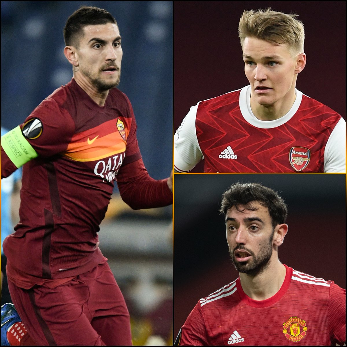 EuropaLeague's tweet photo. Attacking midfielders! 🔥 Pick one...

1⃣ Lorenzo Pellegrini
2⃣ Martin Ødegaard
3⃣ Bruno Fernandes

#UEL https://t.co/AUGA1wUyqs