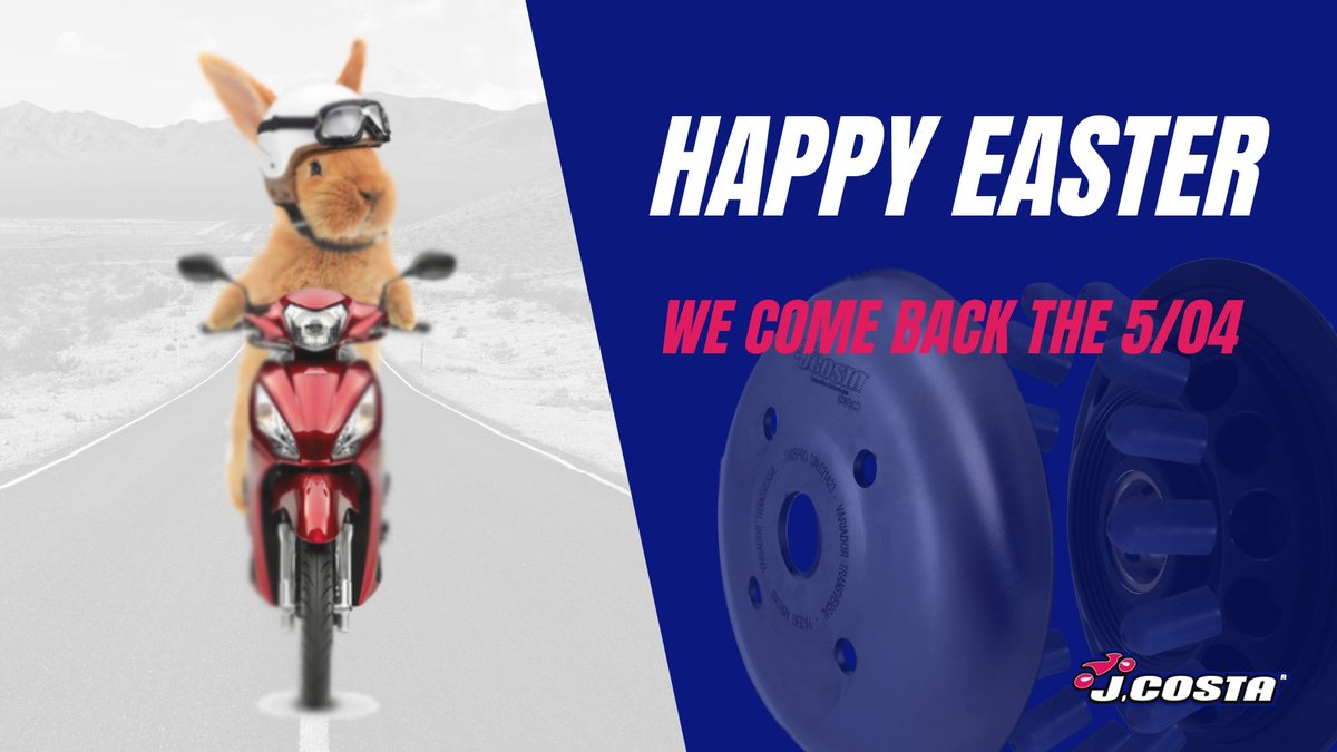 JCostaCompetiti's tweet photo. 🎊 Feliz semana santa y buena pascua 🎊 Volvemos el martes 05/04 
--
🎊 Happy Easter to you 🎊 We come back the 05/04

#Easter #Easter2021 #holydays #jcosta #variador #variator #SemanaSanta #SemanaSanta2021 https://t.co/Liot6h1pGV