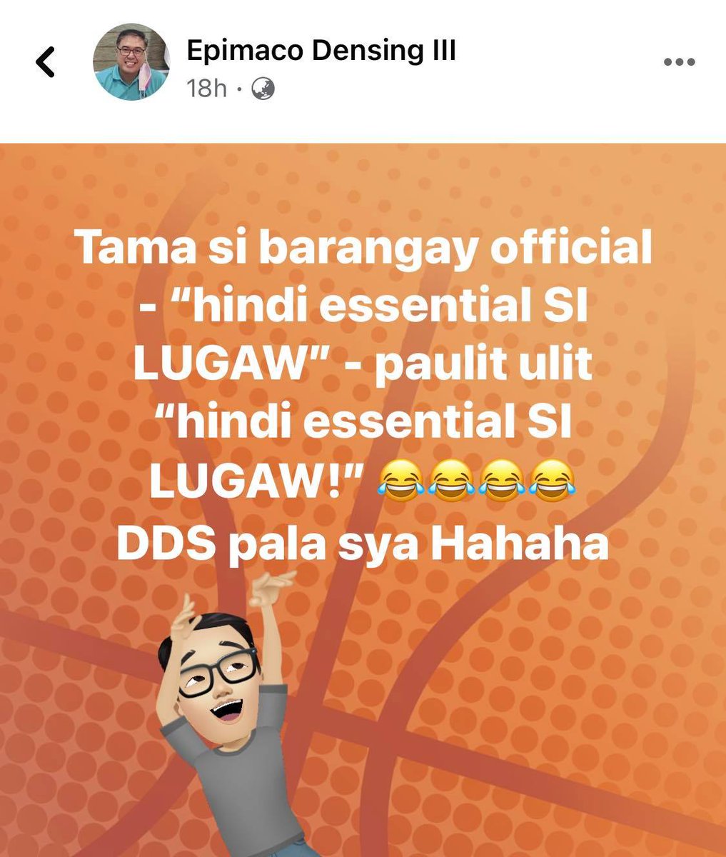 BayanihanToday's tweet photo. Vice President Leni Robredo's spokesperson calls out DILG Usec. Epimaco Densing for his post saying, “Hindi essential SI LUGAW.” 

“This guy epitomizes the admin's COVID response," Barry Gutierrez responded.

#VPLeni #PresDuterte #Philippines https://t.co/ME5n1pYunT