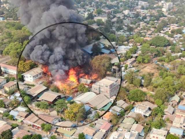 hannayuri_twt's tweet photo. BreakingNews
A fire broke out at 3:45 pm near the Daung school in Myawaddy Ward, Monywa.
#Apr1Coup
#WhatsHappeningInMyanmar https://t.co/8ukY5JgPMa