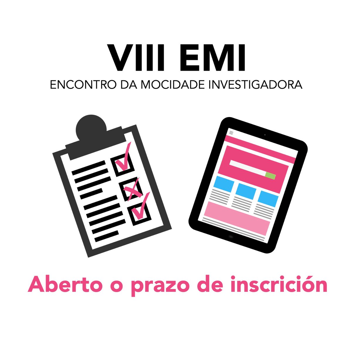 Abrimos o prazo de inscrición!
Xa te podes inscribir no VIII EMI ata o 15 de abril!
-Accede ao formulario de inscrición:
forms.office.com/Pages/Response…
-Consulta as bases aquí: nubeusc-my.sharepoint.com/:b:/g/personal…
-Descarga o modelo de resumo aquí: nubeusc-my.sharepoint.com/:w:/g/personal…