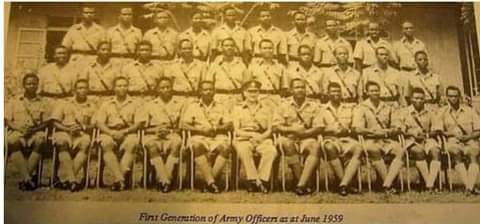 madexpressNG's tweet photo. FROM THE RECORDS: The first 30 Nigerian officers in Nigeria's military.
Date: June, 1959
Left to right sitting: Captain Robert Adeyinka Adebayo, Captain Philip Effiong, Captain Umeh Ogere Imo, Major Samuel Adesoji Ademulegun, Major Wellington Bassey, 
#tcms #mufc https://t.co/NcU7Ka0Fe1