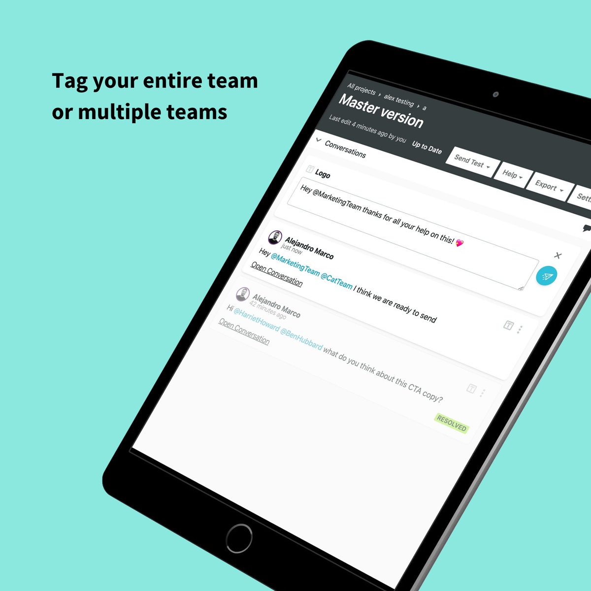 TaxiforEmail's tweet photo. We 💗 hearing feedback from our customers - here's what's new in Conversations!

🟨 New option to resolve, flag and delete your Conversations
🟪: How we notify you
🟦 : Collaborating with your team and working smarter 🤓

Check out our thread on what you can expect to see 👀 https://t.co/dse9tluJcN