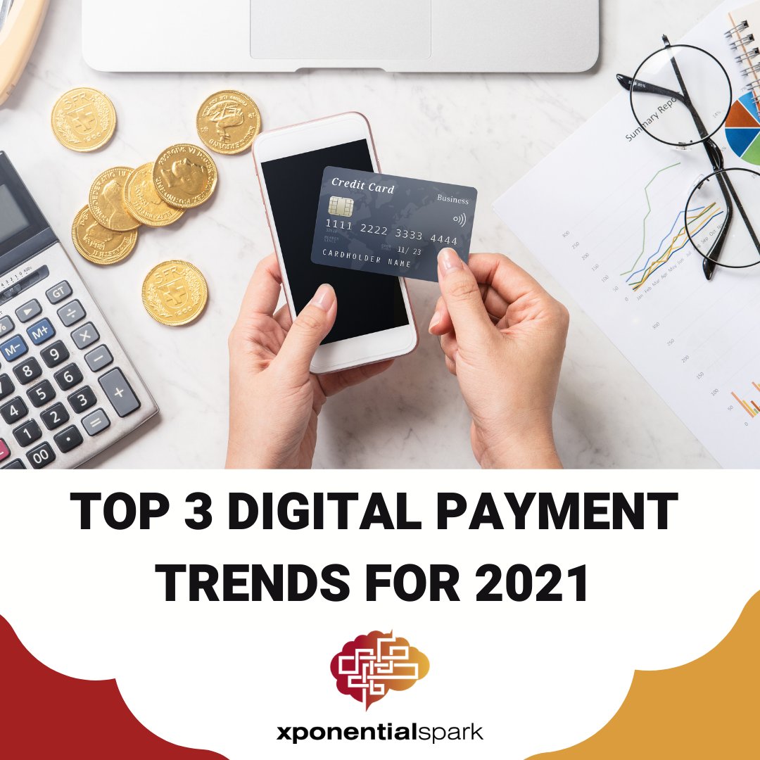 Here are the TOP 3 digital payment trends for 2021:
💡 Biometric Authentication 
💡 Smart Speaker Payments
💡 Contactless Payments
Have you already tried some of them? Let us know in the comments below! 👇
#xponentialspark #startup #consulting #digitalpayments #trends2021