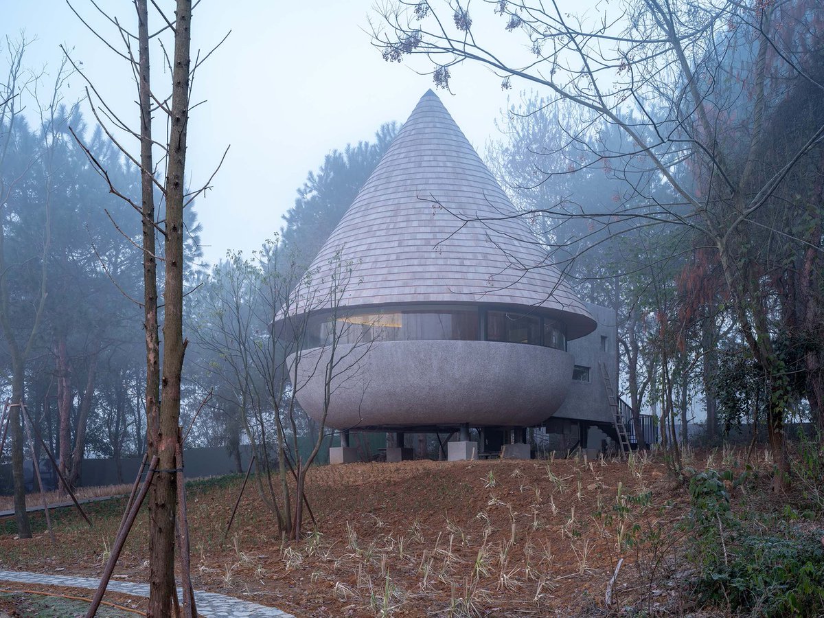 lopedetoledo's tweet photo. Hoy, en #JuevesDeArquitectura, un champiñón en el bosque: 'The Mushroom' de ZJJZ Architects. (China. 2020) https://t.co/hWAT4kn0pN