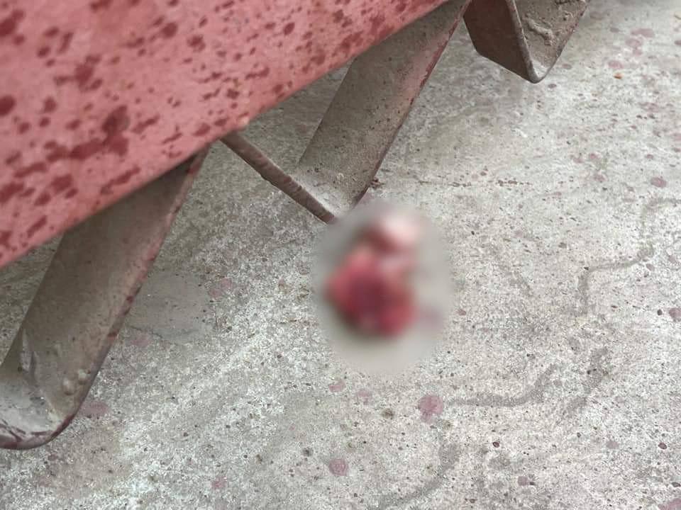 DimpleMariah's tweet photo. tw // blood 
Military terrorists shot a man, covered him with raincoat, beat him again to death and carried the body in their truck. Another was also shot in the stomach reportedly.
SUPPORT FEDERAL ARMY
#Apr1Coup
#WhatsHappeningInMyanmar https://t.co/2sDk5KywPi