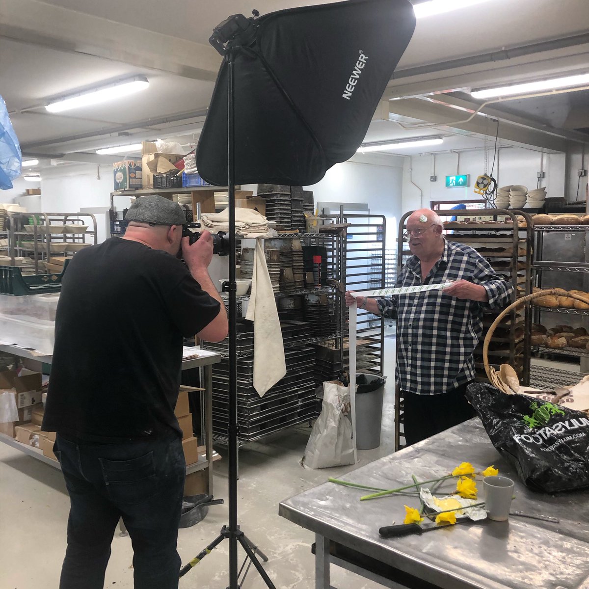 PeterCooksBread's tweet image. Very excited to have the “stupidly talented” (c @ChrisHawkinsUK) @PaulHusband_  in the bakery. Vainly hoping he’ll make us all look a little bit rockn’roll #bakerylife #petercooksbread #paulhusbandphotography