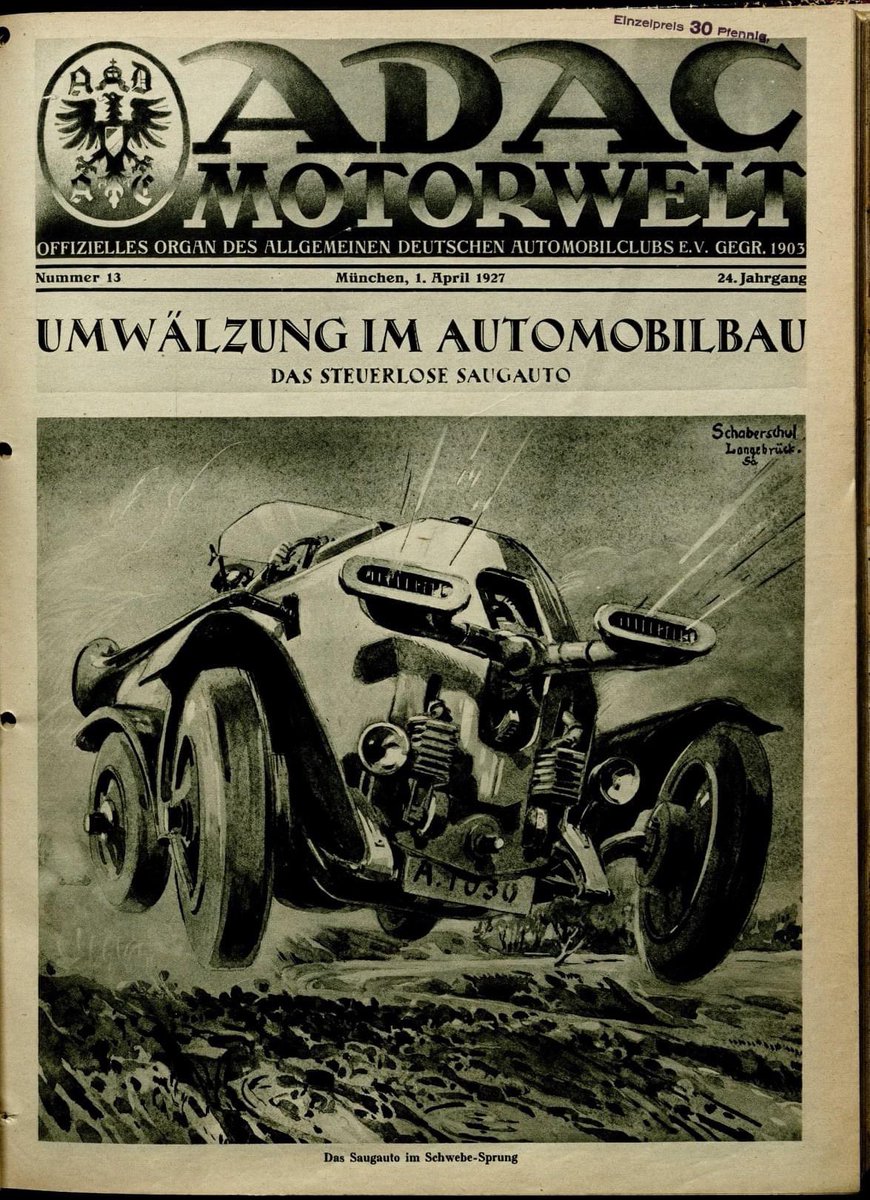 ersysr's tweet photo. Alman Otomobil Kulübü ADAC, Motorwelt dergisinin 1 Nisan 1927 tarihli sayısının kapağında ‘Otomotiv Endüstrisinde Devrim’ başlığı altında kıyma makinesi işlevi de olan bir otomobil tasarımına yer vermiş :)) Photo Credit: ADAC https://t.co/8BWTXEjBTn