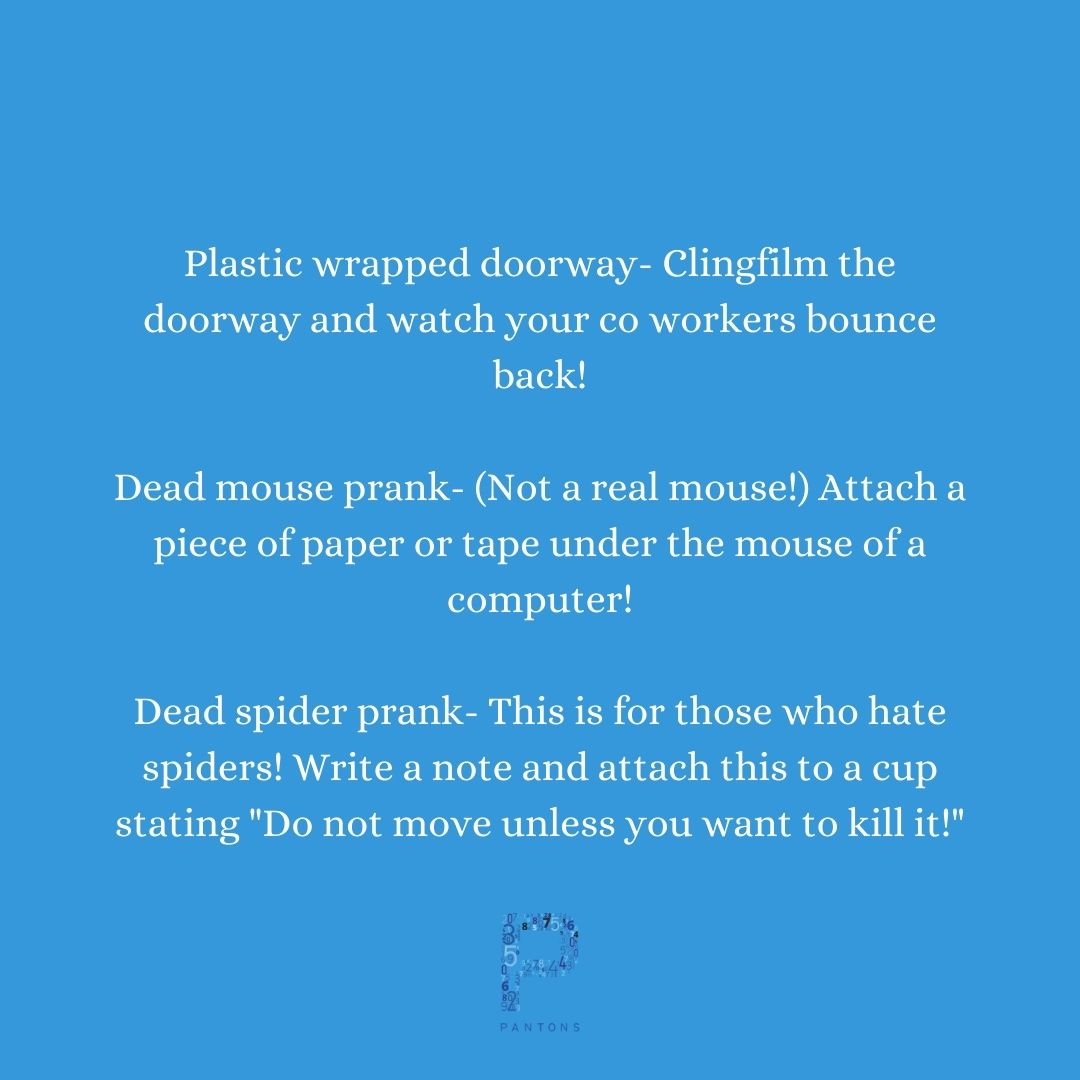 PantonAccounts's tweet photo. Its April fools day! Here are 3 ways you can use a few harmless jokes on your colleagues at work! 😆 Enjoy! 😂
 Call Panton Accountancy Services today on 01908 414105 or email us on info@pantons.net if you have any quires or questions. #AprilFools #Pranks https://t.co/scJQIQC2sl