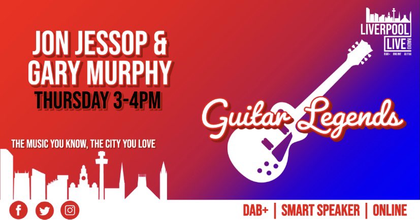 LiverpoolLiveRD's tweet photo. This is not be missed this afternoon guys! All you guitar fans make sure you listen in today with @percylarkins  #JonJessop together with @GaryMurphyBand Live streaming between 3-4pm #Guitarlegends 🎸🎸🎧 #liverpoolliveradio #guitar #garymurphy #music #radio #legends #Livestream https://t.co/zhPhLupXAB