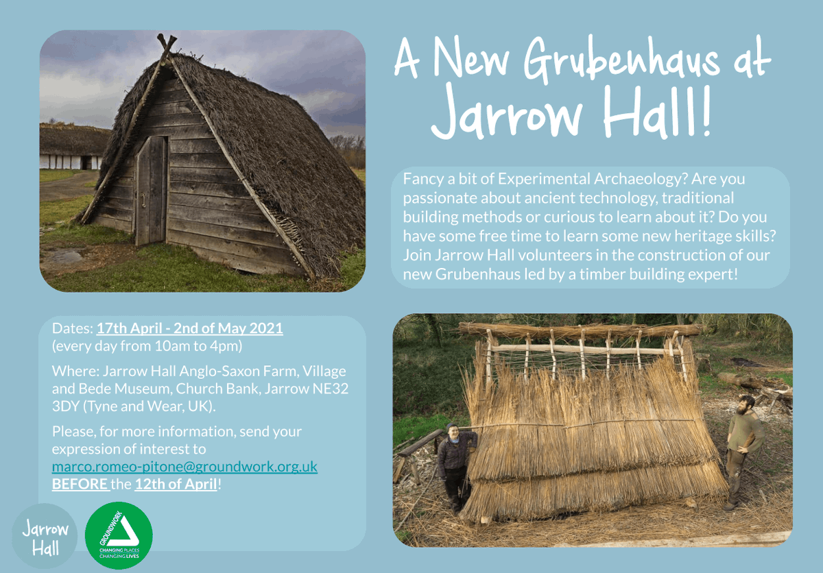JarrowHall's tweet photo. Students? Builders? Carpenters? Thatchers? Diggers? Keen but clueless? (Me LOL). Want to be an apprentice to a master for a couple of weeks this spring and help to make a piece of history? Get in touch. #EXARC #EXARN #Archaeology #(re)construction #HeritageSkills #LivingHistory https://t.co/pwi78bob7G