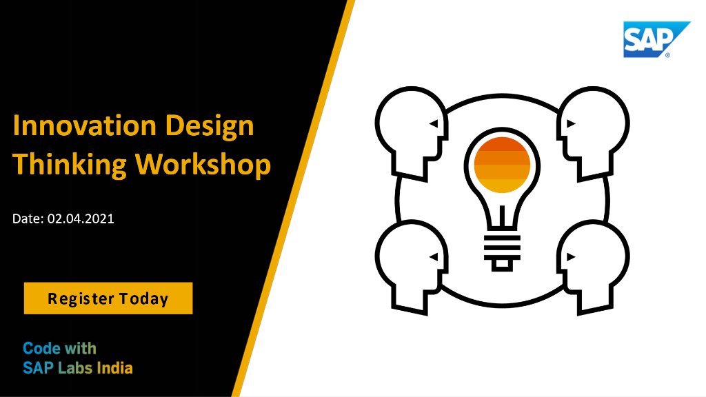 saplabsindia's tweet photo. Take a step ahead and formulate better solutions by attending the webinar on Innovation Design Thinking.
#CodeWithSAPLabsIndia #hackathon
Register here: https://t.co/dAJdyDA4K9 https://t.co/We0aeGMklu