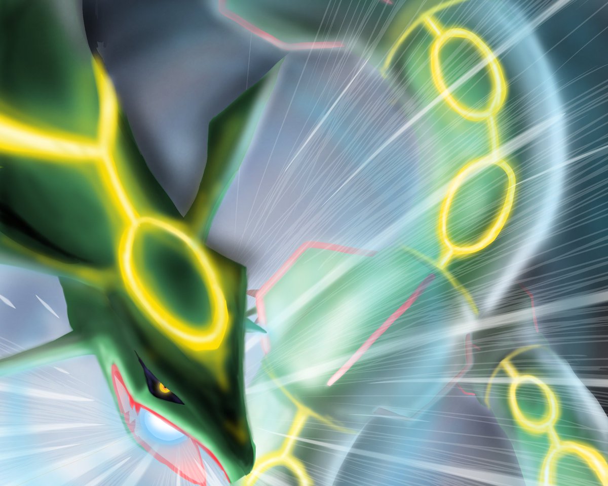 えかきぱんだ على تويتر レックウザです 描きたかったポケモン上位ですね 設定はオゾン層での隕石攻撃 攻撃名は破壊光線あたりです テーマとかは書かなくてもいいですね イラスト レックウザ ポケモン
