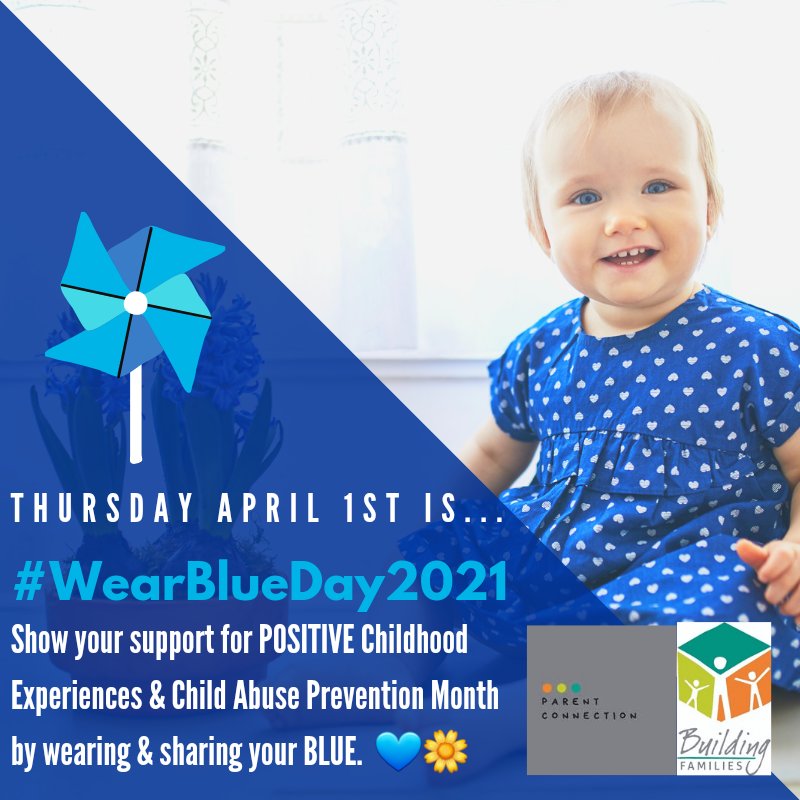 April➡️Child Abuse Prevention Month💙. Join us TODAY {4/1} for #WearBlueDay2021, & a month-long celebration of #positivechildhoodexperiences w/ @PCAAmerica & @PCAIowa. Share your 💙BLUE💙w/ a pic📷 & be on the lookout🔎 for more info thru #CAPMonth! #GrowingBetterTogether