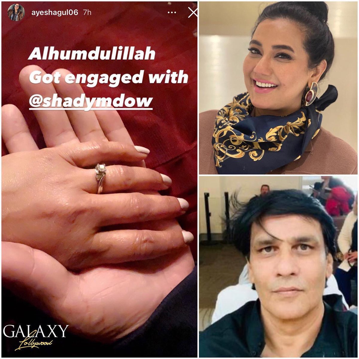 galaxylollywood's tweet photo. Muqaddar famed actress Ayesha Gul gets engaged to Ali Syed and we can’t wait for more celebrity weddings to take place🤩 #AyeshaGul #AliSyed https://t.co/wzeQ0EiLII