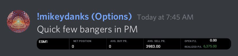 $ES $ES_F Mikey killing it early this morning.    #Futures