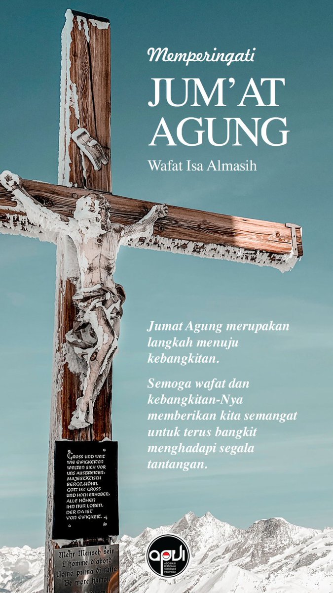 APVIofficial's tweet photo. Selamat memperingati hari Jumat Agung bagi teman-teman kristiani yang merayakan
Pada perayaan Hari Jumat Agung ini, kita diingatkan kembali untuk bersyukur akan sebuah pengorbanan yg begitu besar.
Semoga damai & sukacita melingkupi teman-teman & keluarga!
God Bless You 😇
#apvi https://t.co/WnQEZuSq1h