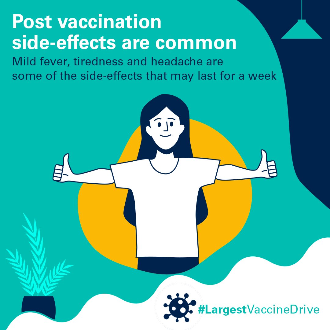 It’s important to take care of yourself after vaccination.

While some side-effects are common, if they persist for longer, consult your doctor.

#LargestVaccineDrive