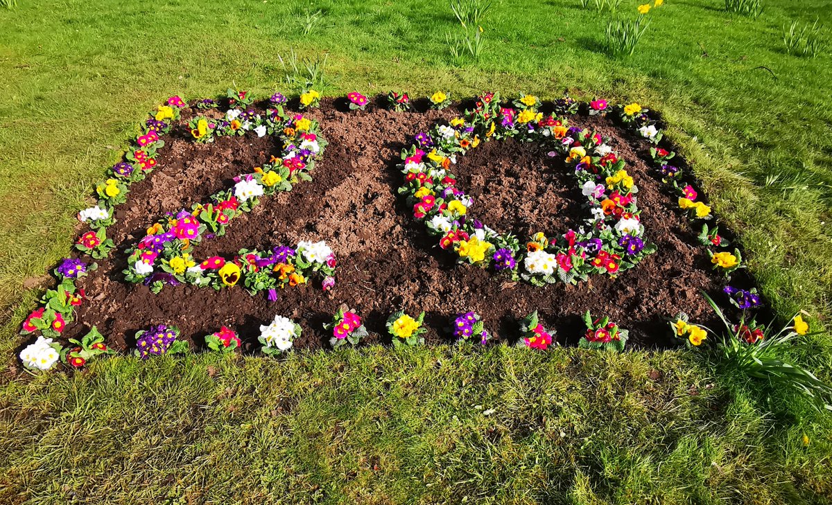 CHFTNHS's tweet photo. Happy 20th Birthday to Calderdale Royal Hospital- here is the special garden display lovely, stunning in this week’s sunshine!🌈☀️ https://t.co/1QcVFquKwT