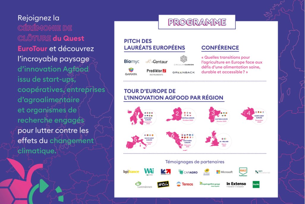 InVivoQuest's tweet photo. Rejoignez-nous le 22 avril prochain pour la clôture du Quest EuroTour. Inscriptions👉 https://t.co/fCIqvw0vER
Au programme, découverte des lauréats régionaux présentation du paysage AgTech/BioTech/FoodTech européen, table ronde sur les modèles de transition et témoignages! https://t.co/qEf6Cvvh3e