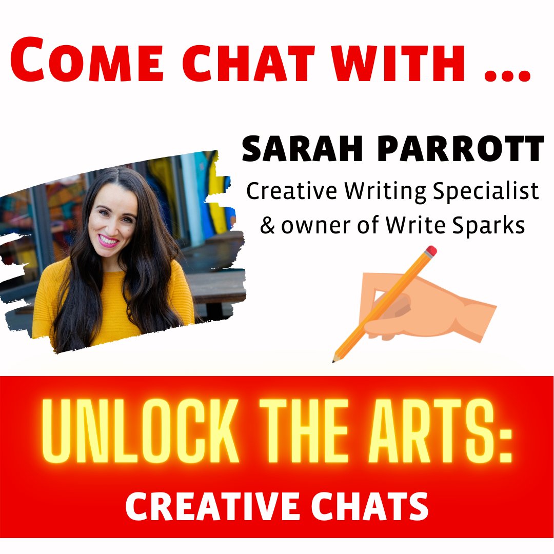 Still time to join a CREATIVE CHAT with #creativewriting specialist and founder of <a href="/WriteSparks/">Write Sparks</a> -SARAH PARROTT!

Sarah works with loads of ppl helping to bring their words to life, so she is full to top-tips to develop your writing!

2.30pm TODAY - FREE- bit.ly/3rEi5og