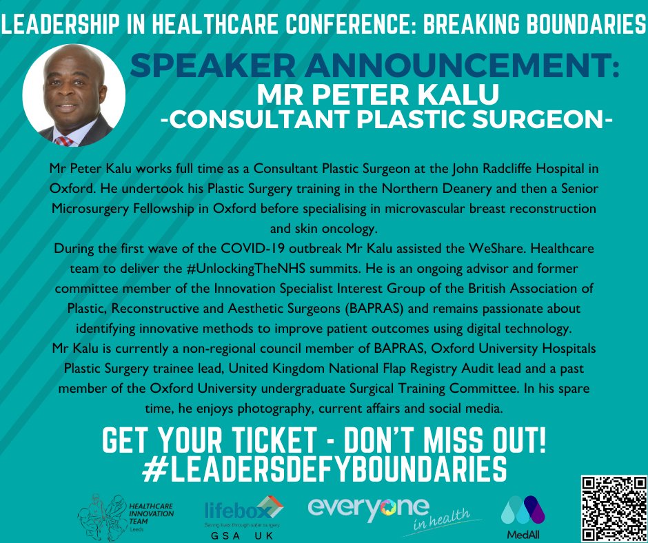 We are excited to announce another speaker: <a href="/MrPKalu/">Peter Kalu</a>! The amazing <a href="/MrPKalu/">Peter Kalu</a> will be talking all about the 'Impact of Tech on Leadership' something emerging fast in the healthcare sphere! 
🎟️bit.ly/HITconf2021 proceeds going to the <a href="/lifeboxgsa/">Lifebox GSA UK</a> charity #LeadersDefyBoundaries