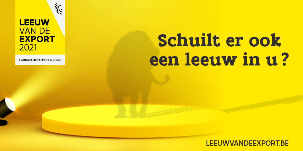 FIT_agency's tweet image. 2020 was een woelig exportjaar. Toch zagen we overal originele initiatieven ontstaan en nieuwe kansen opduiken. Ook bij u? Dan bent u de kandidaat voor de Leeuw van de Export 2021 die we zoeken. Waag uw kans op  leeuwvandeexport.be. #LvdE21 @CTillekaerts @DVanSteerteghem