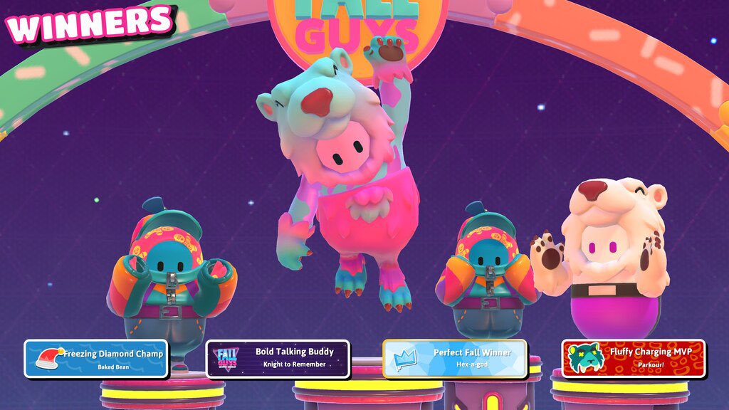 ThePollyRocket's tweet photo. Bit o’ #FallGuys in #Squads means we were winners! ✌🏾🙌🏾 

I’m Bold Talking Buddy! 😛 https://t.co/x2IHwqfqte