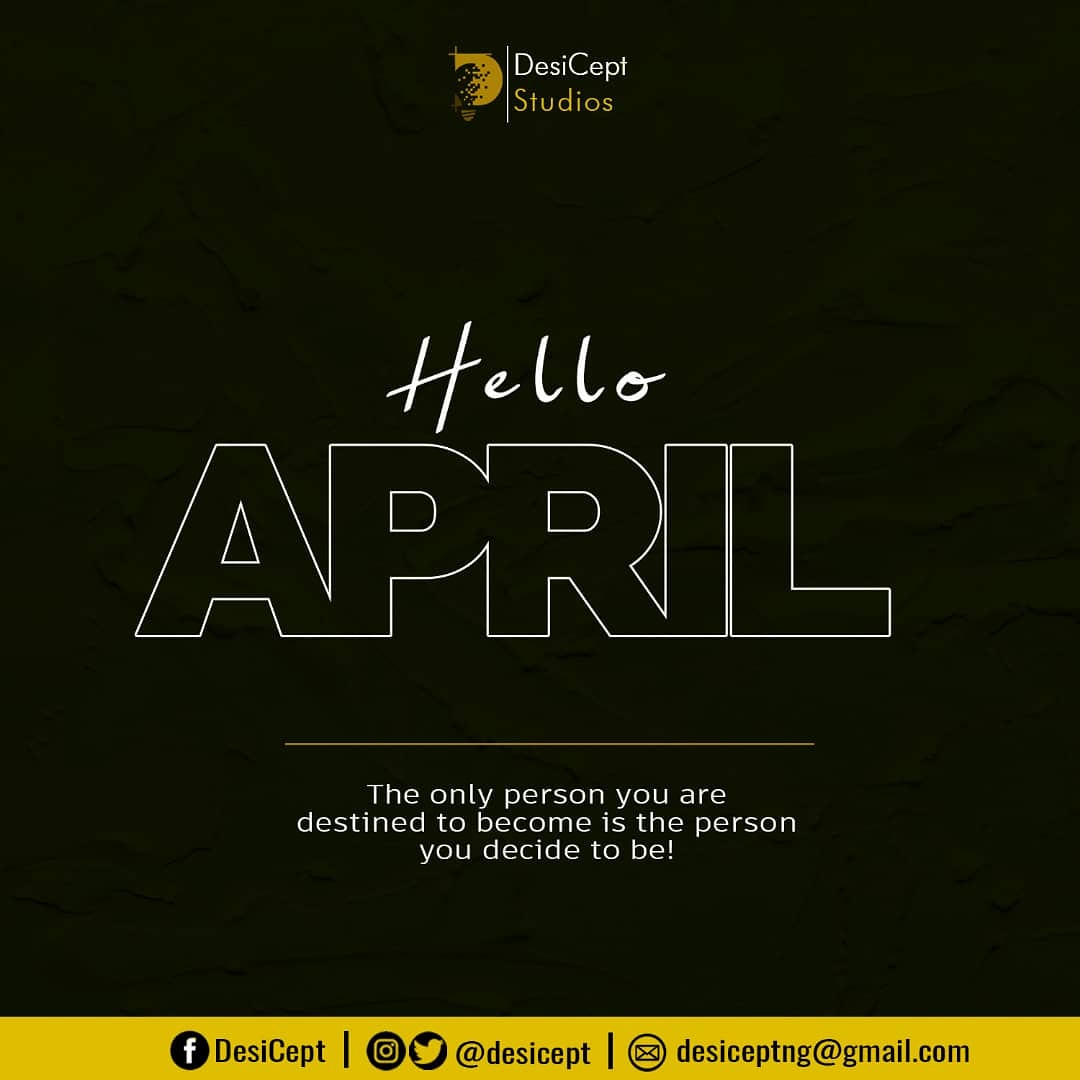 DesiCept's tweet photo. Welcome April
.
.
#happynewmonth #graphics #design #graphicdesign #graphicdesigner #desicept https://t.co/jkkjrCVrJ7
