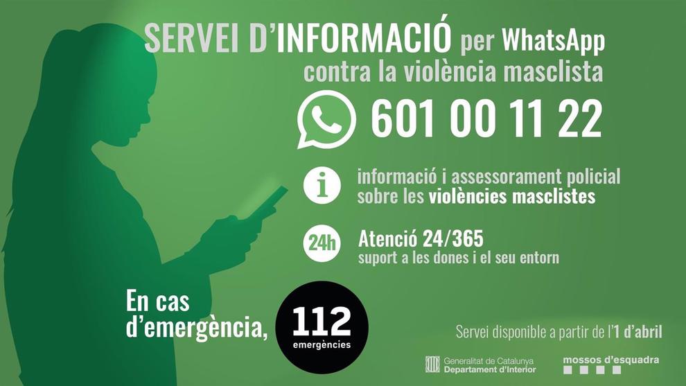 RochaPaus's tweet photo. 🟣Desde hoy jueves 1 de abril el 🆕#WhatsApp de los Mossos para atender a víctimas de violencia machista ya está en marcha. #ViolenciaDeGénero 🔗https://t.co/xeePQ8CbWO https://t.co/zfFnuNMleQ