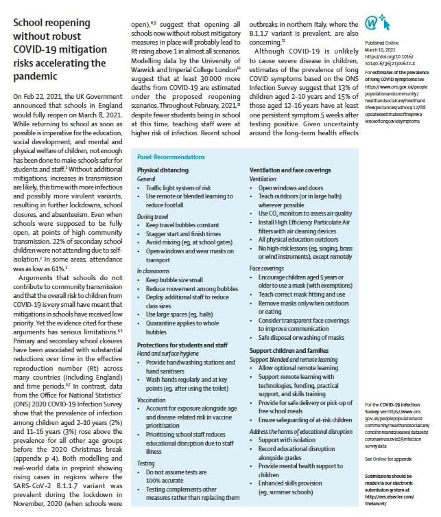 roberto_devogli's tweet image. La riapertura della scuola senza robusti interventi di mitigazione COVID-19 rischia di accelerare la pandemia. 

Riaprire le scuole deve essere una priorità. Tuttavia, sono necessari interventi efficaci al fine di rendere le scuole davvero sicure

thelancet.com/journals/lance…