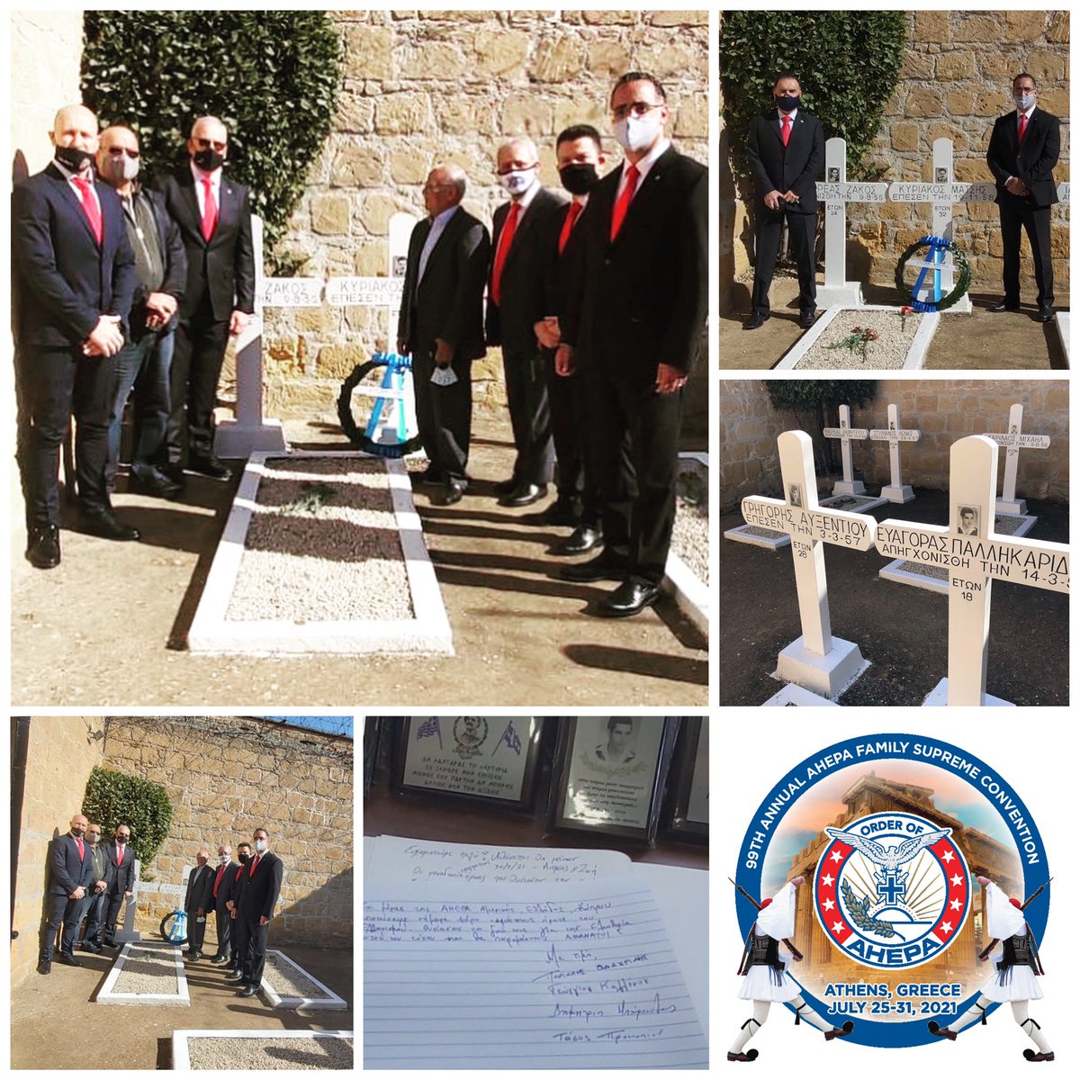 phanospit's tweet photo. Day for honoring the 1955-1959 EOKA struggle by visiting the Imprisoned Graves and laying a wreath at the grave of Kyriakos Matsis, the name of which is borne by one of our AHEPA chapters in Cyprus @OrderOfAHEPA #cyprus #defendhellenism https://t.co/cc01Gxa6n7