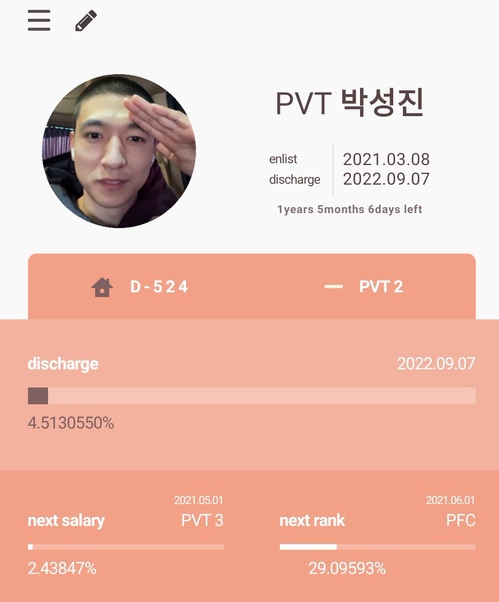 1 April 2021 PVT 2 (Private 2) Sungjin, it's already a new month. How was your days? hope you can do all the training well!. Also, we're so excited to hear Day6 new album, "Negentropy; chaos swallowed in love". Excited to hear your voice in the new album 