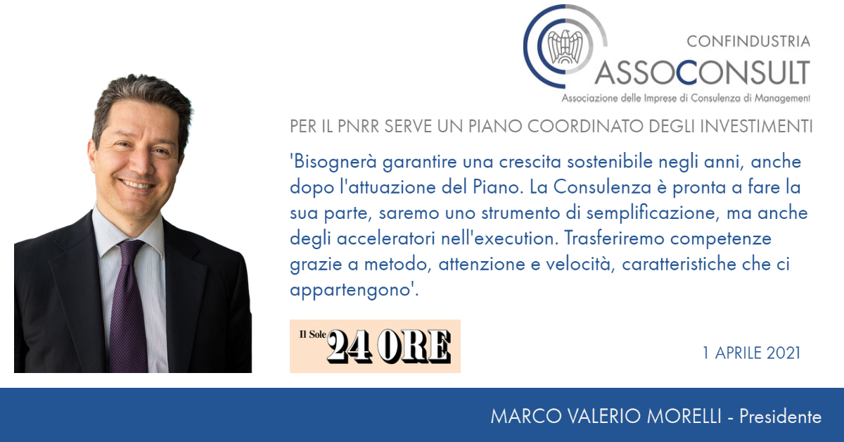 🔴Oggi sul <a href="/sole24ore/">IlSole24ORE</a> <a href="/giorgiosantilli/">Giorgio Santilli</a> scrive del nostro #Webinar riportando anche le dichiarazioni del Presidente <a href="/Morelli_MarcoV/">Marco V. Morelli</a>  sul ruolo fondamentale della #Consulenza 💡nel processo di execution dei progetti del #RecoveryPlan.