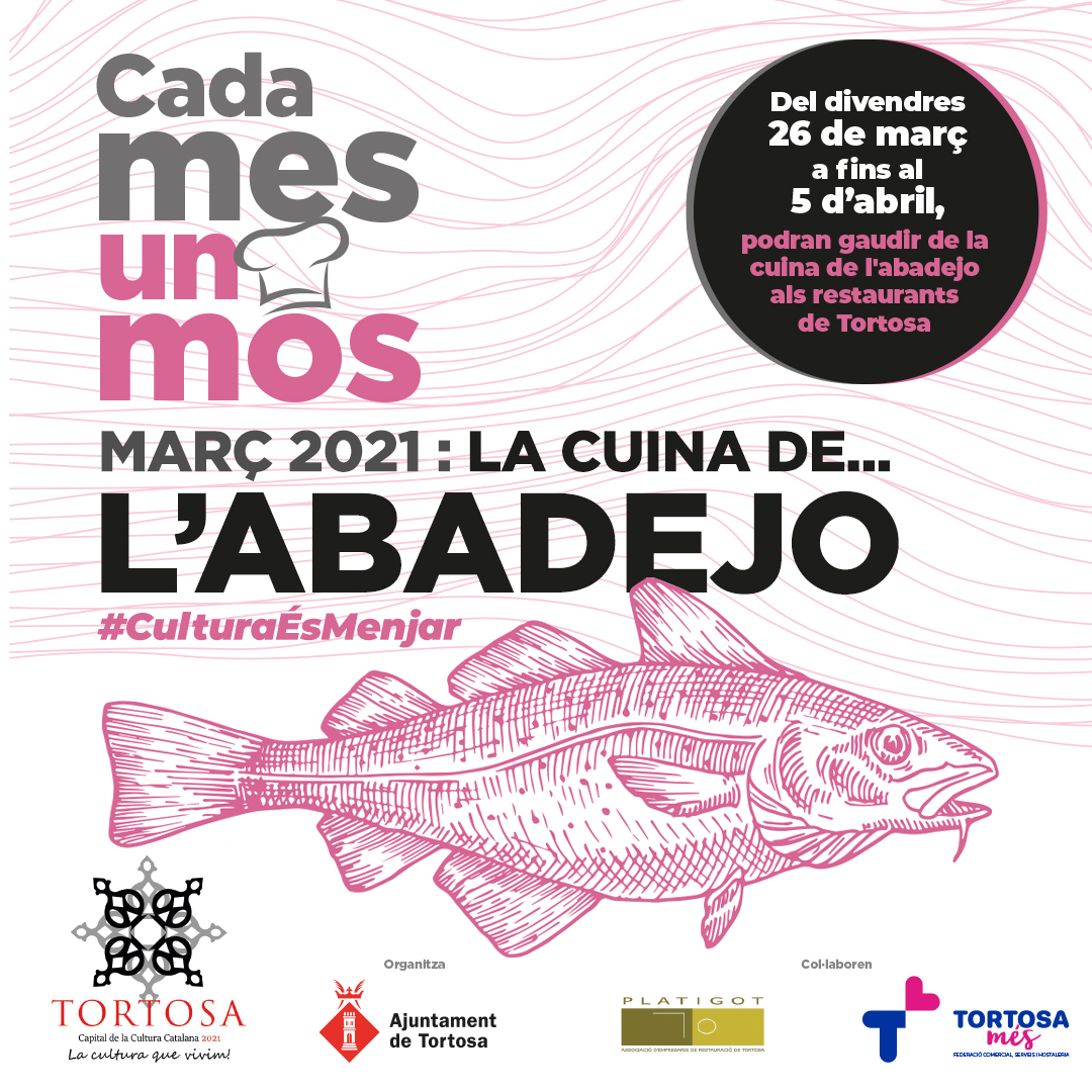 Tortosames's tweet photo. Restaurants federats a Tortosa Més inclouen abadejo en un dels seus plats o menús (del 26/03 al 05/04), dins de les activitats de Tortosa Capital de la Cultura Catalana 2021. ℹ️ Més info:🌍https://t.co/mfMdNx6X8z
.
#Tortosa #MenjarEsCultura #CadaMesUnMos #TerresdelEbre 🦆🦩 https://t.co/HnmcNdFgjF