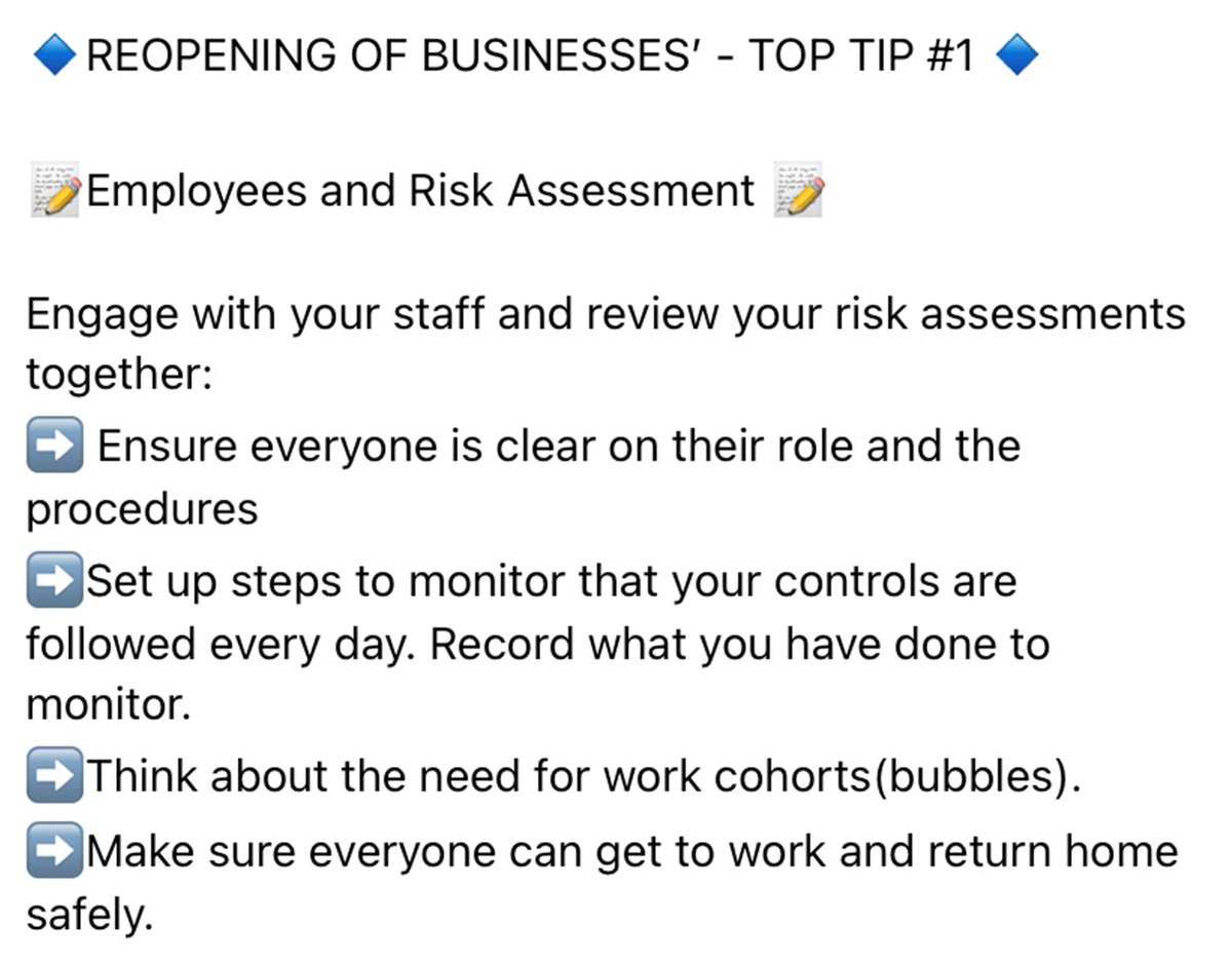 AbshireEnvHlth's tweet photo. For those retail businesses planning their reopening from 5 April, keep an eye out for our #5TopTipsforApril5
#Tip1 Review your Covid risk assessment π https://t.co/LoqPuuc97B