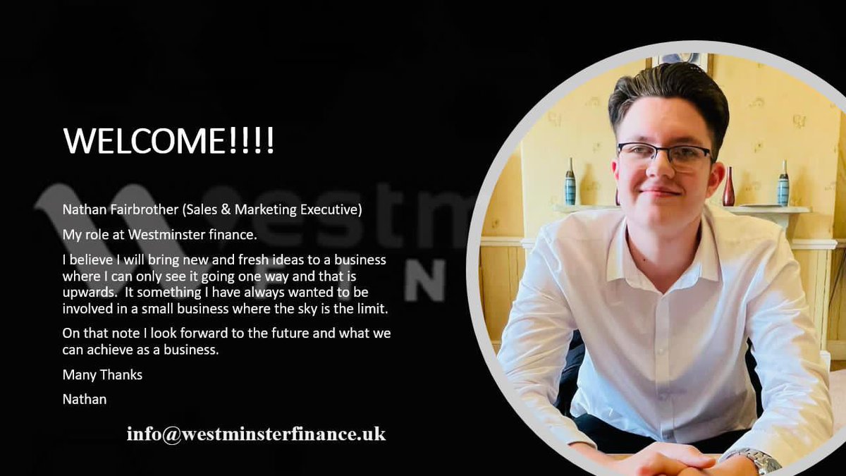 Very pleased to introduce and welcome Nathan who joined us today. I am looking forward to working with Nathan and provide our clients great experience. 
“One stop for all your finance and protection needs”