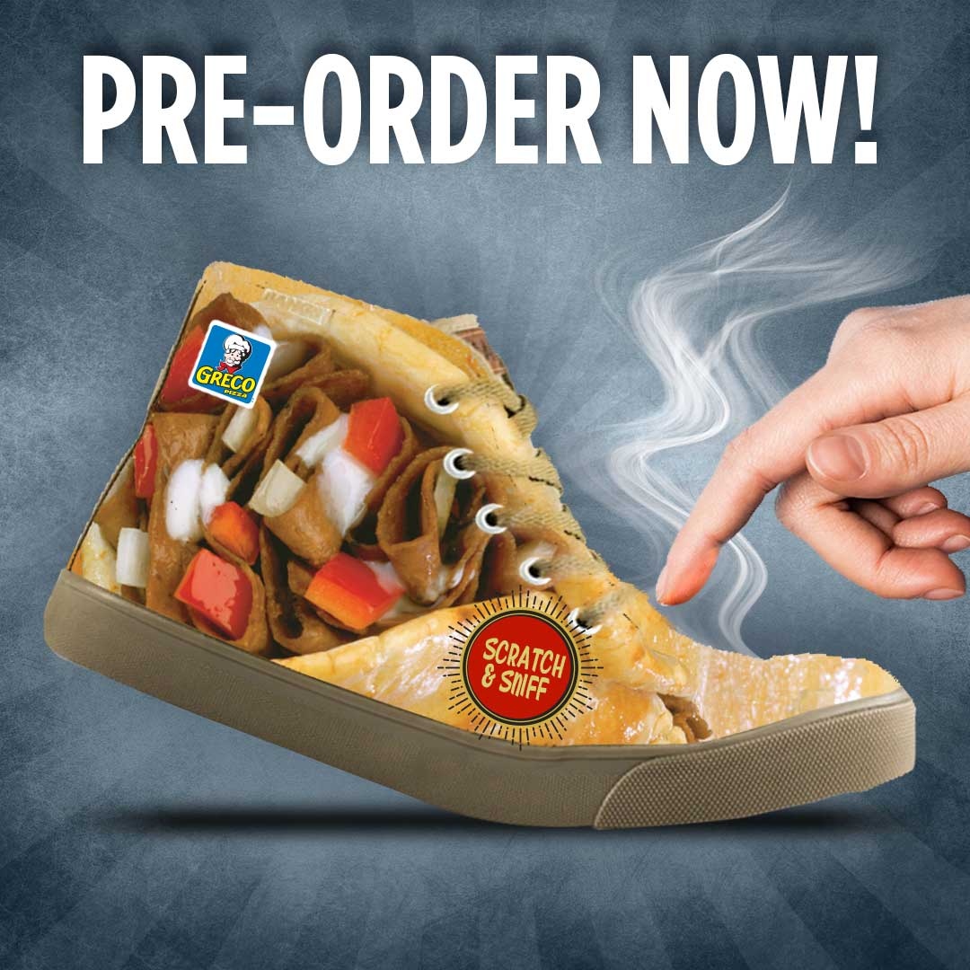 Introducing our new limited edition sneaker crafted in cotton and leather, emblazoned with our famous Greco Donair that sweetly smells of our spicy donair meat!  Smell intensives throughout the day.

Made in Canada
Order Item Number 3103030
To order, please call 310-GOTCHA