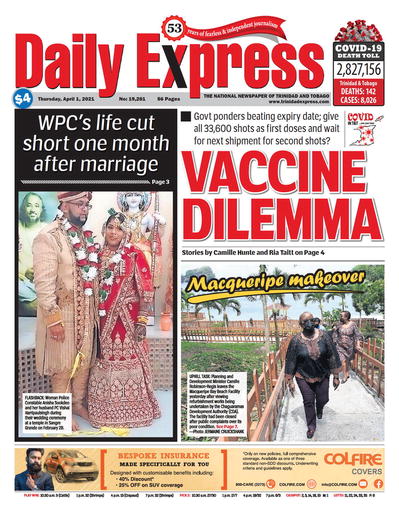 GayelleTV's tweet photo. Good morning neighbours, on the front pages today, Thursday 1st April, 2021 in Trinidad and Tobago. #Headlines #DailyNews #ThursdayNews #weekdaynews https://t.co/0BToNWxYtT